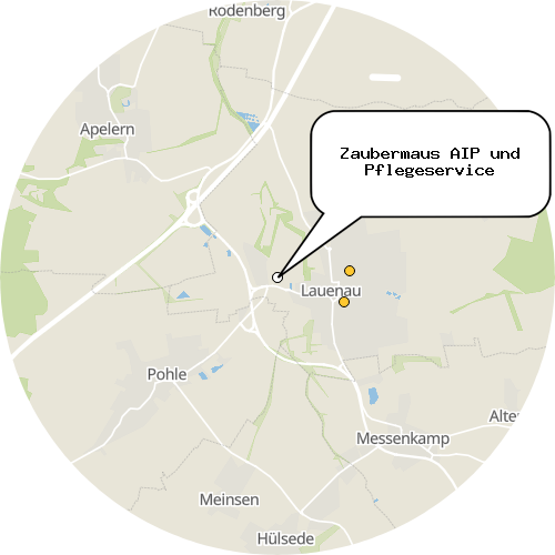 Kartenausschnitt für die Firma Zaubermaus AIP und Pflegeservice