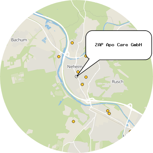 Kartenausschnitt für die Firma ZAP Apo Care GmbH