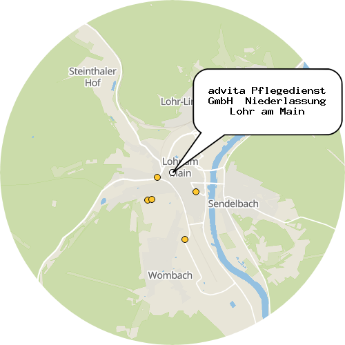 Kartenausschnitt für die Firma advita Pflegedienst GmbH  Niederlassung Lohr am Main