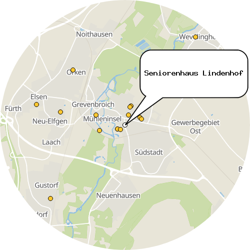 Kartenausschnitt für die Firma Seniorenhaus Lindenhof
