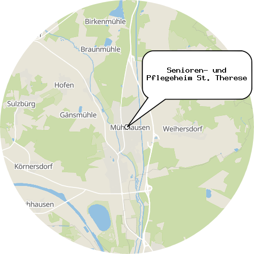 Kartenausschnitt für die Firma Senioren- und Pflegeheim St. Therese