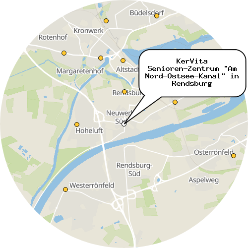 Kartenausschnitt für die Firma KerVita Senioren-Zentrum "Am Nord-Ostsee-Kanal" in Rendsburg