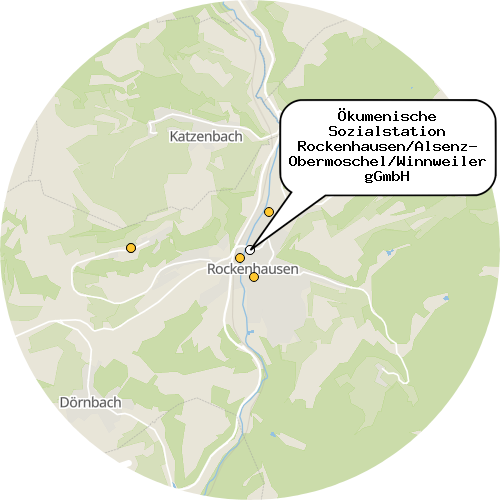 Kartenausschnitt für die Firma Ökumenische Sozialstation Rockenhausen/Alsenz- Obermoschel/Winnweiler gGmbH