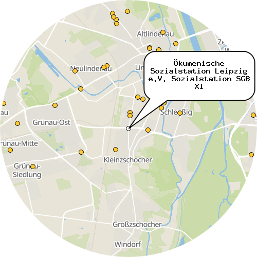 Kartenausschnitt für die Firma Ökumenische Sozialstation Leipzig e.V. Sozialstation SGB XI