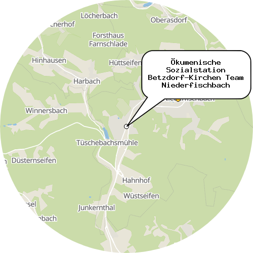 Kartenausschnitt für die Firma Ökumenische Sozialstation Betzdorf-Kirchen Team Niederfischbach