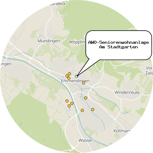 Kartenausschnitt für die Firma AWO-Seniorenwohnanlage Am Stadtgarten