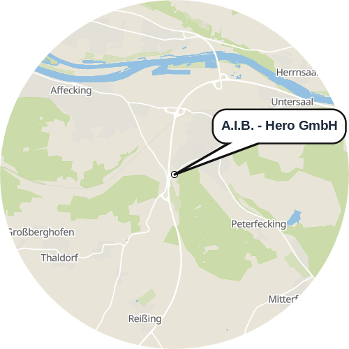 Kartenausschnitt für die Firma A.I.B. - Hero GmbH
