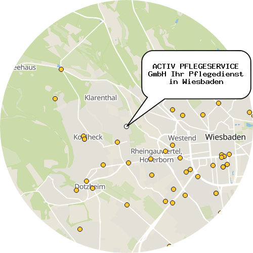 Kartenausschnitt für die Firma ACTIV PFLEGESERVICE GmbH Ihr Pflegedienst in Wiesbaden