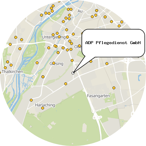 Kartenausschnitt für die Firma ADP Pflegedienst GmbH