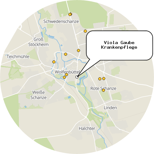 Kartenausschnitt für die Firma Viola Gaube Krankenpflege