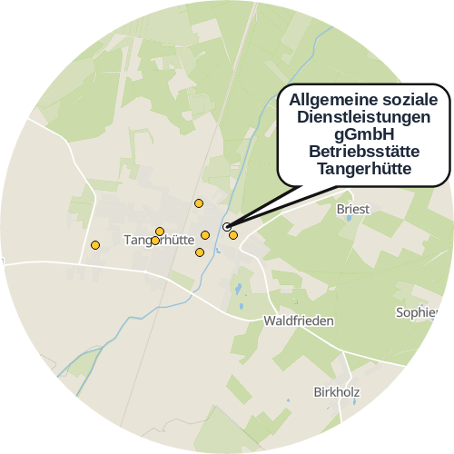 Kartenausschnitt für die Firma Allgemeine soziale Dienstleistungen gGmbH  Betriebsstätte Tangerhütte
