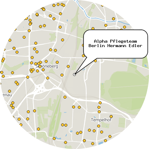 Kartenausschnitt für die Firma Alpha Pflegeteam Berlin Hermann Edler
