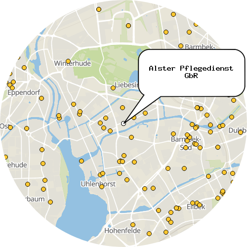 Kartenausschnitt für die Firma Alster Pflegedienst GbR