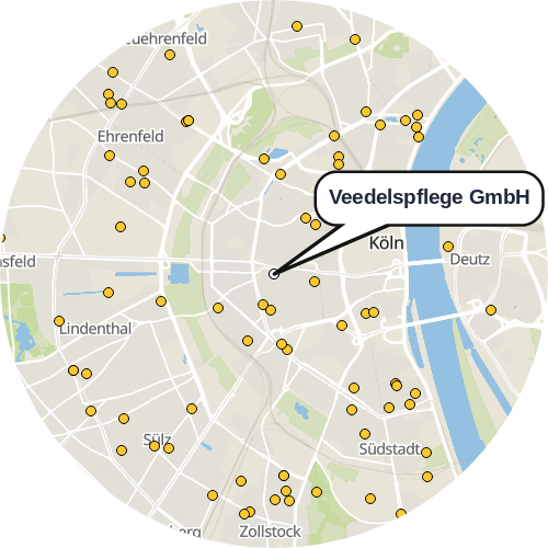 Kartenausschnitt für die Firma Veedelspflege GmbH