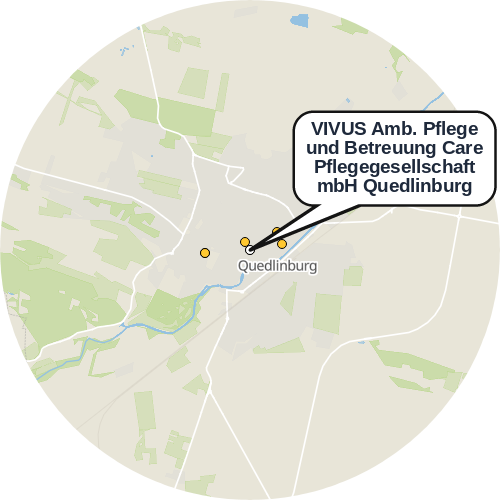Kartenausschnitt für die Firma VIVUS Amb. Pflege und Betreuung  Care Pflegegesellschaft mbH Quedlinburg