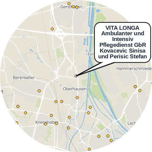 Kartenausschnitt für die Firma VITA LONGA Ambulanter und Intensiv Pflegedienst GbR Kovacevic Sinisa und Perisic Stefan