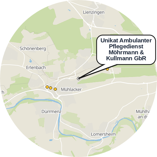Kartenausschnitt für die Firma Unikat Ambulanter Pflegedienst Möhrmann   & Kullmann GbR