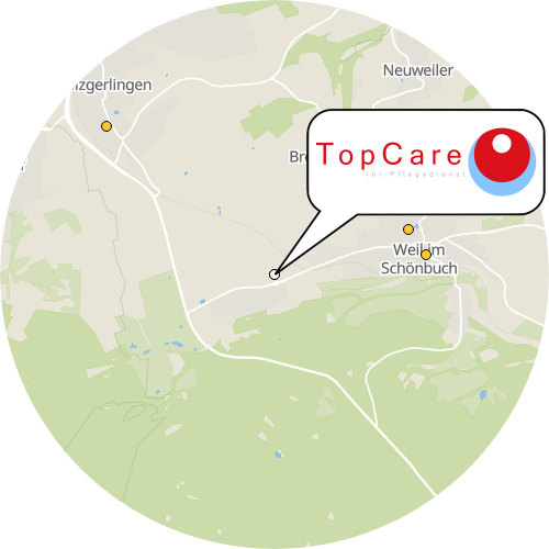 Kartenausschnitt für die Firma TopCare - Ihr Pflegedienst GmbH  Ambulante Pflege