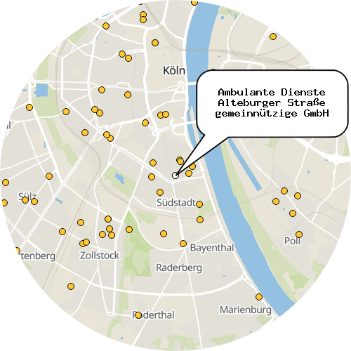 Kartenausschnitt für die Firma Ambulante Dienste Alteburger Straße gemeinnützige GmbH