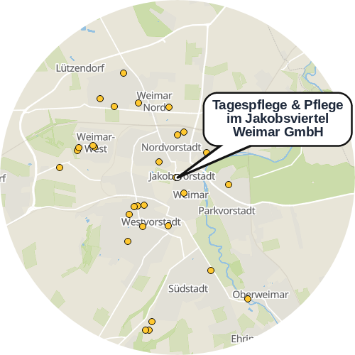 Kartenausschnitt für die Firma Tagespflege & Pflege im Jakobsviertel Weimar GmbH