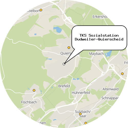 Kartenausschnitt für die Firma TKS Sozialstation Dudweiler-Quierscheid