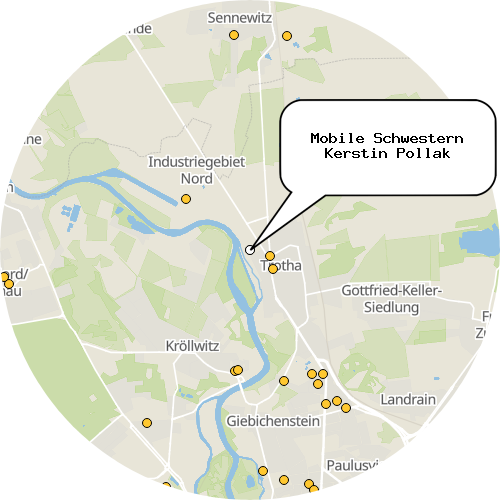 Kartenausschnitt für die Firma Mobile Schwestern Kerstin Pollak
