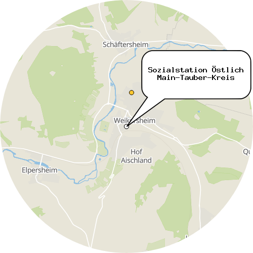 Kartenausschnitt für die Firma Sozialstation Östlich Main-Tauber-Kreis