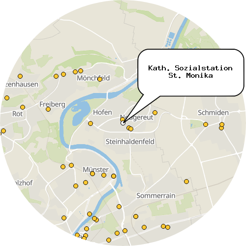 Kartenausschnitt für die Firma Kath. Sozialstation St. Monika