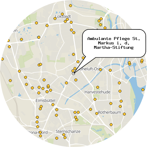Kartenausschnitt für die Firma Ambulante Pflege St. Markus i. d. Martha-Stiftung