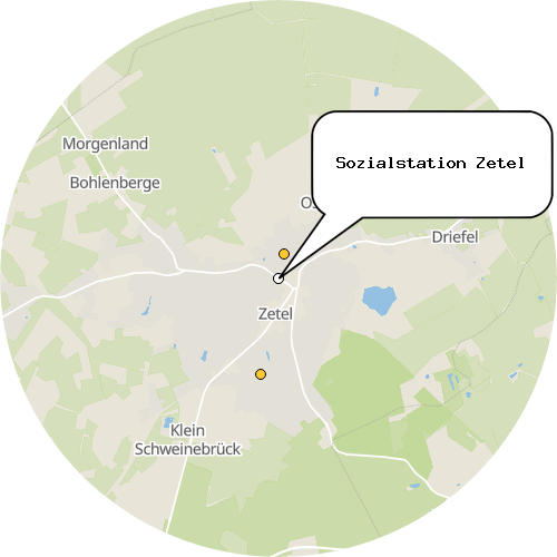 Kartenausschnitt für die Firma Sozialstation Zetel