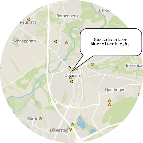 Kartenausschnitt für die Firma Sozialstation Wurzelwerk e.V.