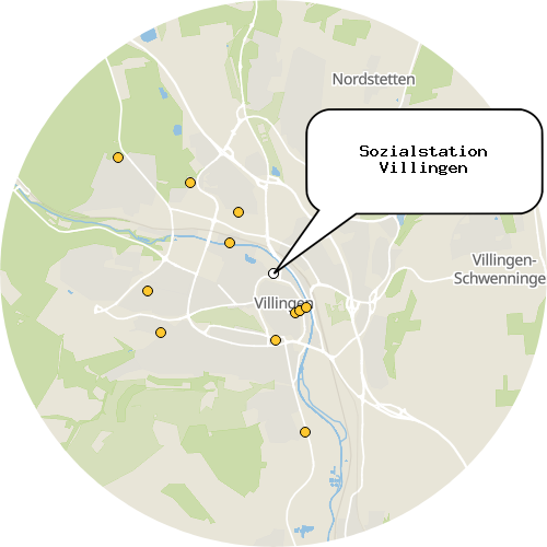 Kartenausschnitt für die Firma Sozialstation Villingen