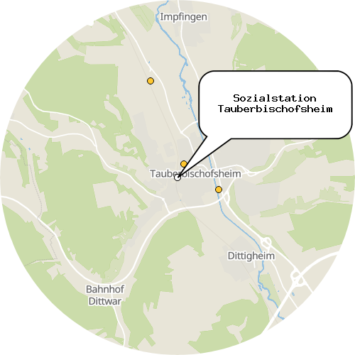 Kartenausschnitt für die Firma Sozialstation Tauberbischofsheim
