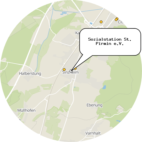 Kartenausschnitt für die Firma Sozialstation St. Pirmin e.V.