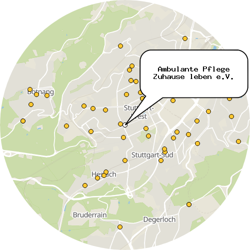Kartenausschnitt für die Firma Ambulante Pflege Zuhause leben e.V.