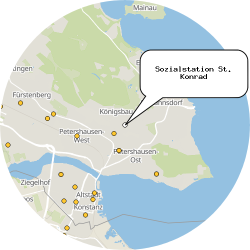 Kartenausschnitt für die Firma Sozialstation St. Konrad