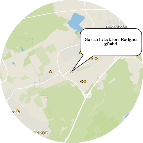 Kartenausschnitt für die Firma Sozialstation Rodgau gGmbH
