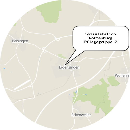 Kartenausschnitt für die Firma Sozialstation Rottenburg Pflegegruppe 2