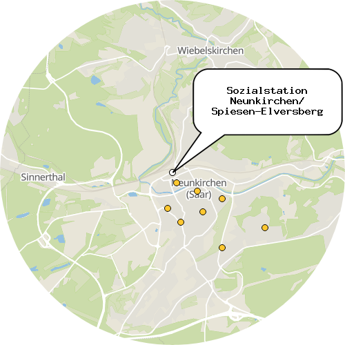 Kartenausschnitt für die Firma Sozialstation Neunkirchen/ Spiesen-Elversberg