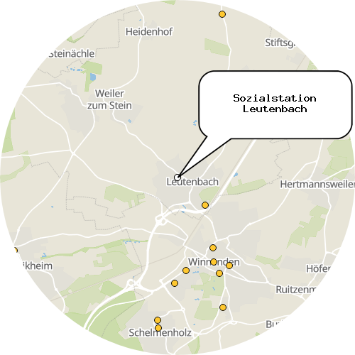 Kartenausschnitt für die Firma Sozialstation Leutenbach