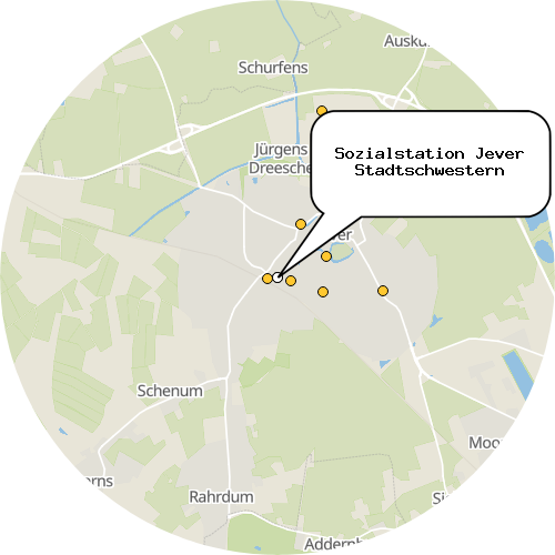 Kartenausschnitt für die Firma Sozialstation Jever Stadtschwestern
