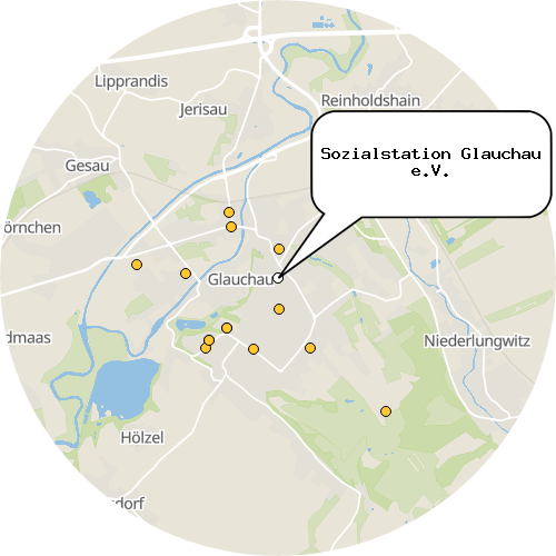 Kartenausschnitt für die Firma Sozialstation Glauchau e.V.