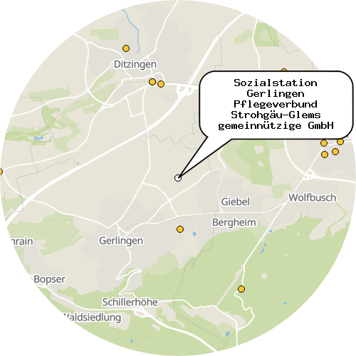 Kartenausschnitt für die Firma Sozialstation Gerlingen Pflegeverbund Strohgäu-Glems gemeinnützige GmbH