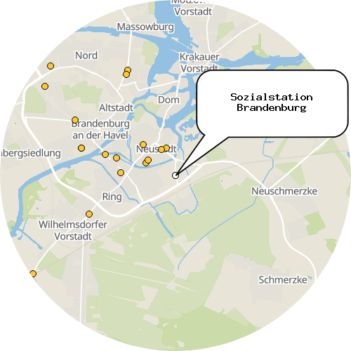 Kartenausschnitt für die Firma Sozialstation Brandenburg