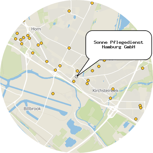 Kartenausschnitt für die Firma Sonne Pflegedienst Hamburg GmbH