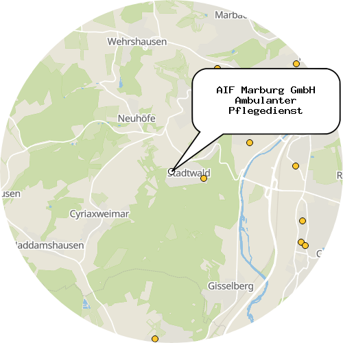 Kartenausschnitt für die Firma AIF Marburg GmbH Ambulanter Pflegedienst