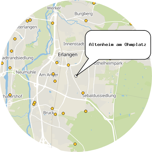 Kartenausschnitt für die Firma Altenheim am Ohmplatz