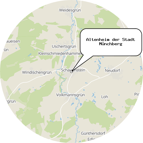 Kartenausschnitt für die Firma Altenheim der Stadt Münchberg
