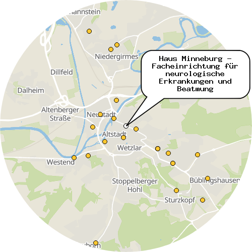 Kartenausschnitt für die Firma Haus Minneburg - Facheinrichtung für neurologische Erkrankungen und Beatmung