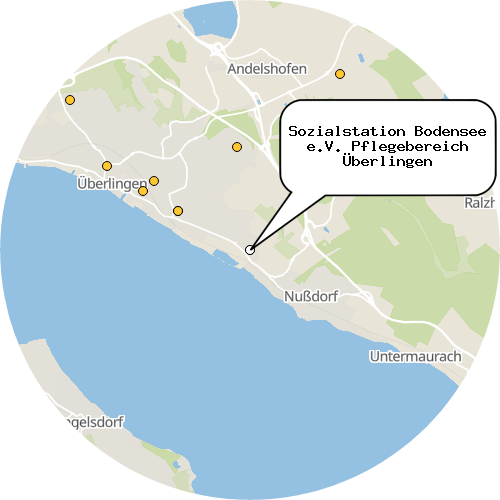 Kartenausschnitt für die Firma Sozialstation Bodensee e.V. Pflegebereich Überlingen